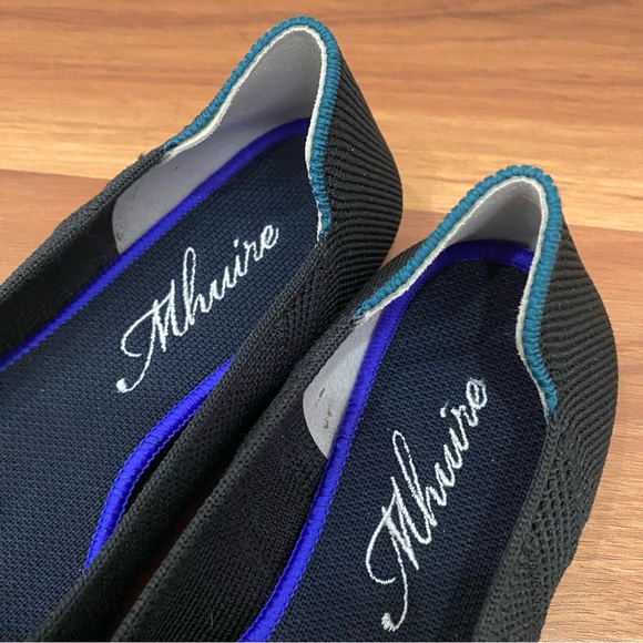 MHUIRE Black Knit Pointy Flats Size 5 - Picture 12 of 13